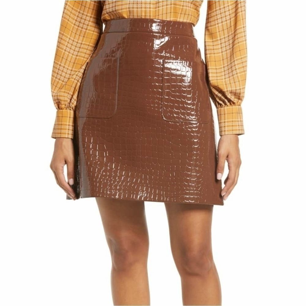 HALOGEN x Atlantic-Pacific Croc Embossed Skirt